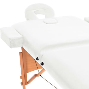 vidaXL Table de massage pliable à 2 zones 10 cm assise Blanc