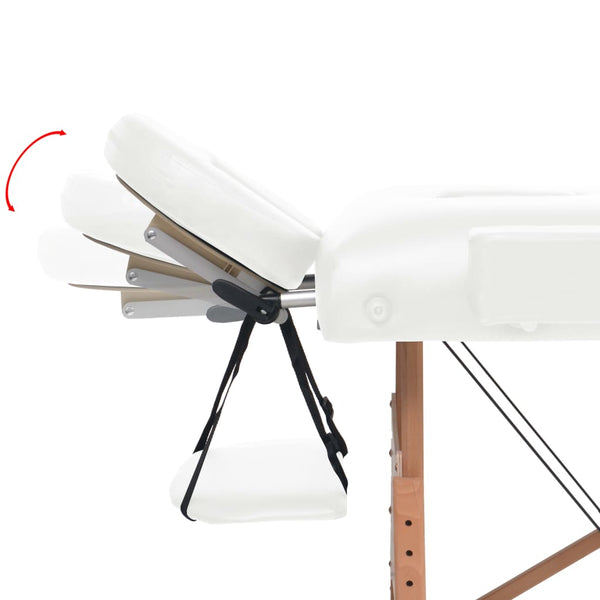 vidaXL Table de massage pliable à 2 zones 10 cm assise Blanc