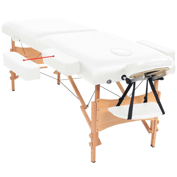 Klappbare Massageliege 2 Zonen Weiß