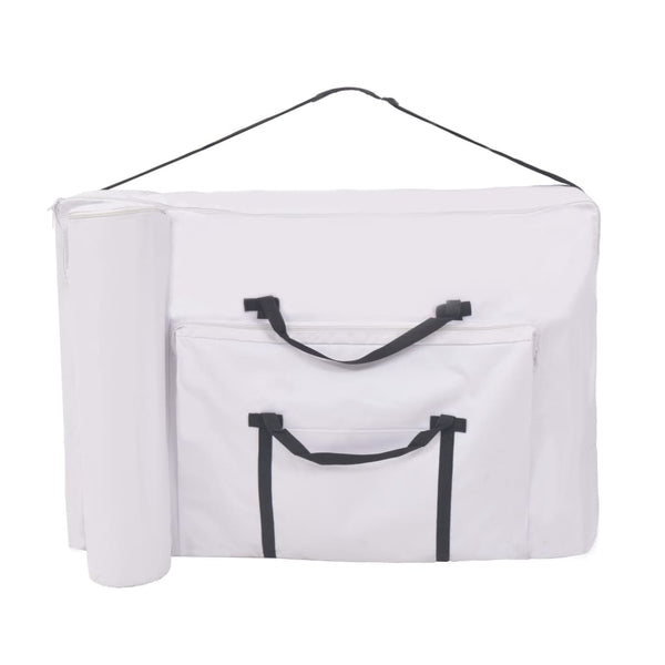 vidaXL Table de massage pliable à 2 zones 10 cm assise Blanc
