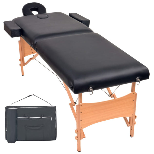Klappbare Massageliege 2-Zonen Schwarz