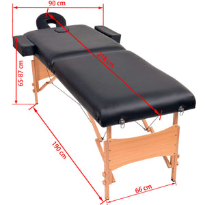 Klappbare Massageliege 2-Zonen Schwarz