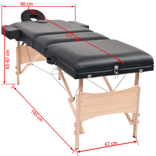 Tragbare Massageliege 3 Zonen - 10cm Polster