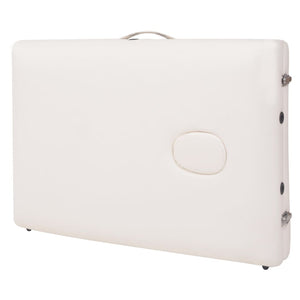 vidaXL Table de massage 2 zones pliable avec tabouret 10 cm blanc