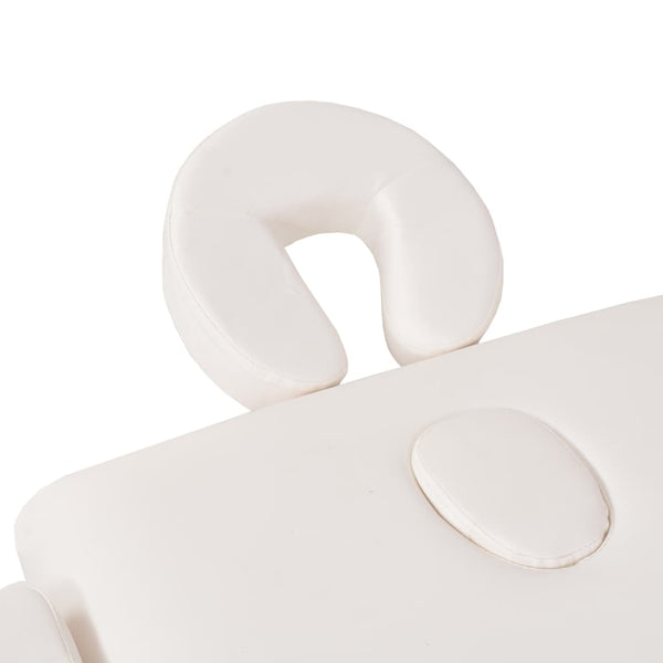 vidaXL Table de massage 2 zones pliable avec tabouret 10 cm blanc
