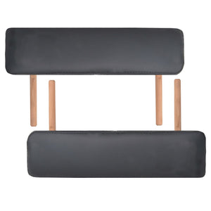 Klappbare Massageliege 2-Zonen mit Hocker Schwarz