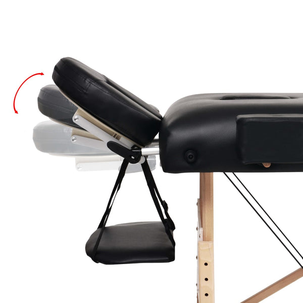 Klappbare Massageliege 2-Zonen mit Hocker Schwarz