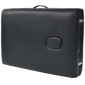 Massageliege 2-Zonen mit Hocker Klappbar 10 cm Sitz Schwarz