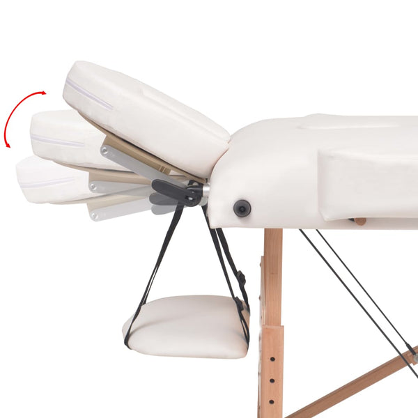 Klappbare 3-Zonen Massageliege mit Hocker - Weiß