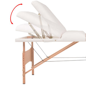 Klappbare 3-Zonen Massageliege mit Hocker - Weiß