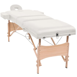 Klappbare 3-Zonen Massageliege mit Hocker - Weiß