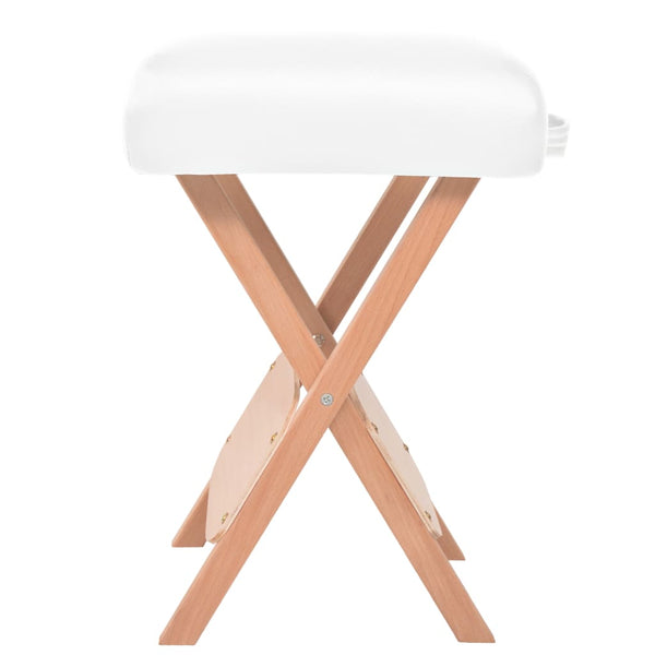 vidaXL Table de massage 3 zones avec tabouret Pliable Épaisseur 10 cm Blanc