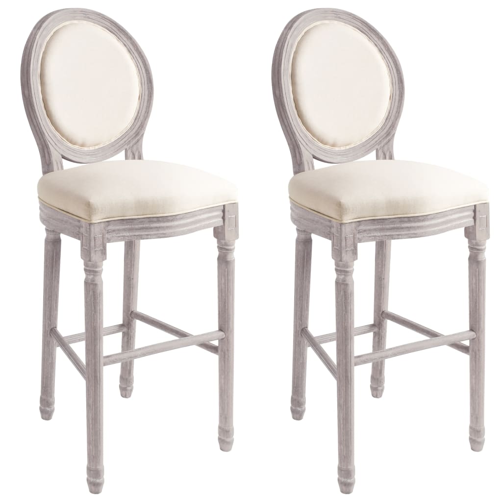 vidaXL Tabourets de bar 2 pcs Blanc Tissu