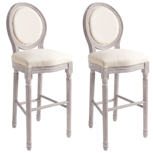 vidaXL Tabourets de bar 2 pcs Blanc Tissu