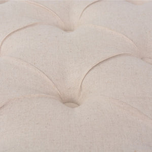 Bank Leinen Massivholz 110 x 38 x 48 cm Cremeweiß