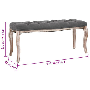 Bank Leinen Massivholz 110x38x48 cm Dunkelgrau
