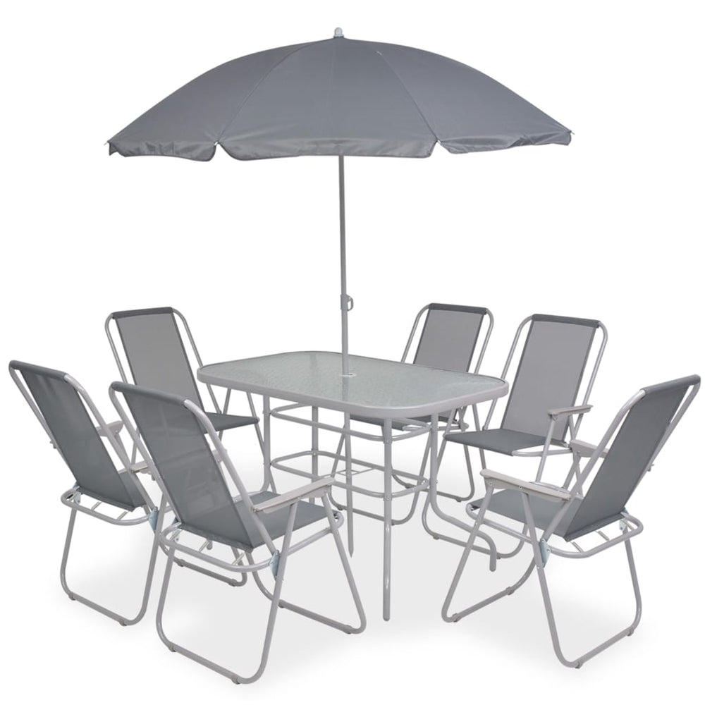 8-teilige Garten Essgruppe Grau