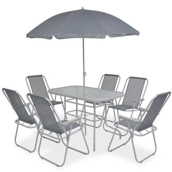 8-teilige Garten Essgruppe Grau