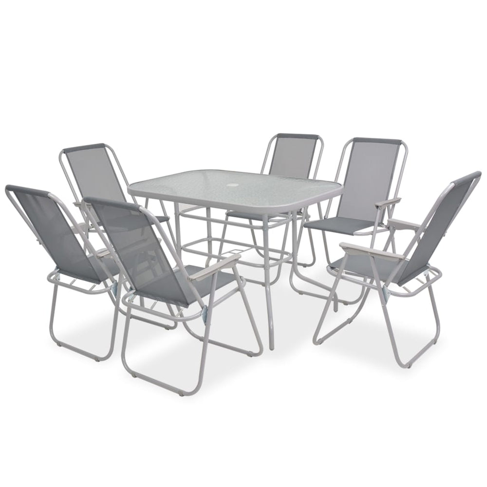 8-teilige Garten Essgruppe Grau