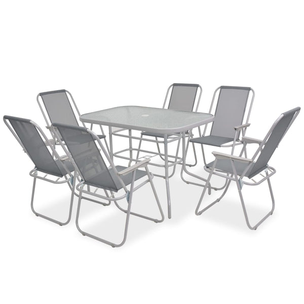 8-teilige Garten Essgruppe Grau