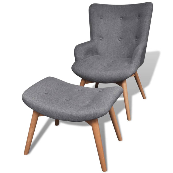 vidaXL Fauteuil avec repose-pieds Gris Tissu