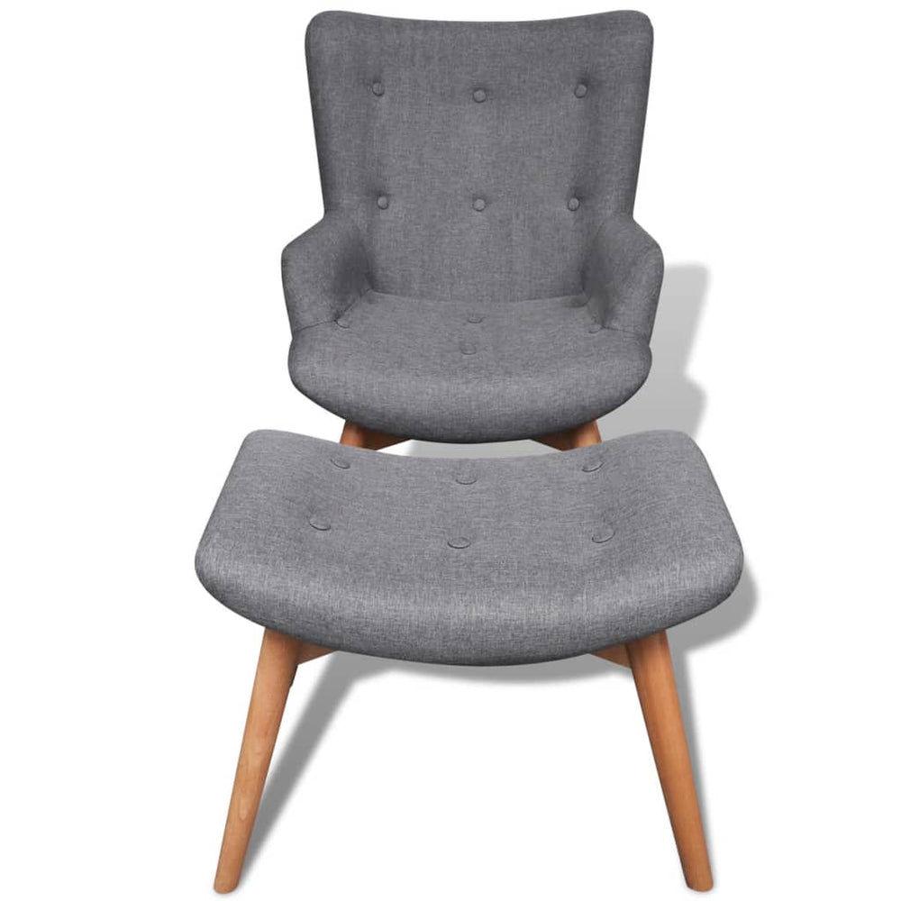 vidaXL Armchair with Footrest Grey Fabric