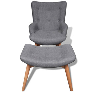 vidaXL Fauteuil avec repose-pieds Gris Tissu
