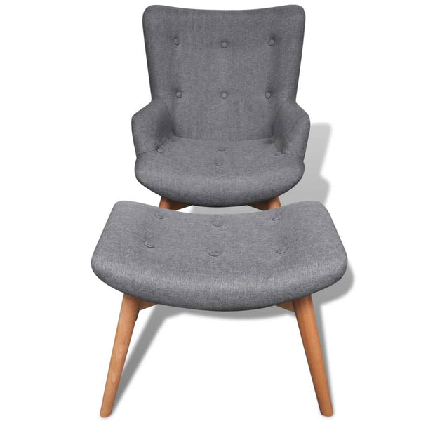 vidaXL Fauteuil avec repose-pieds Gris Tissu