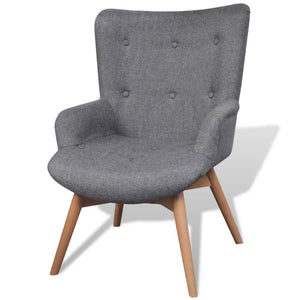 vidaXL Fauteuil avec repose-pieds Gris Tissu