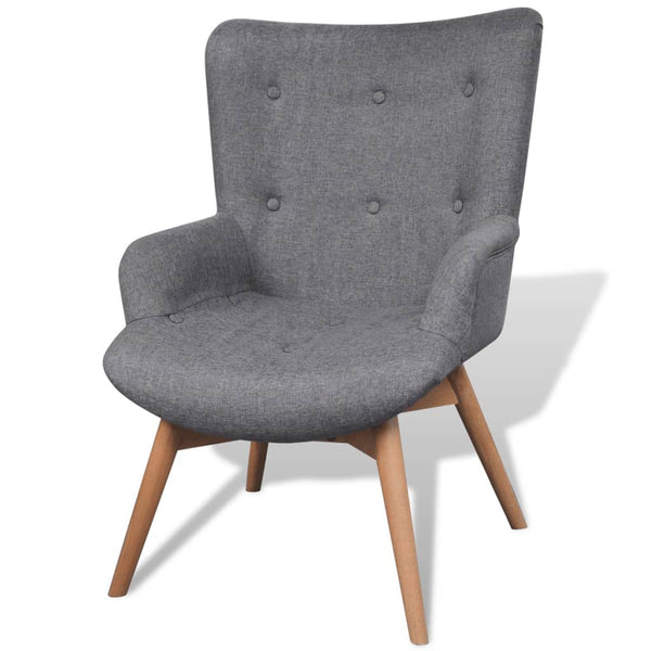 vidaXL Fauteuil avec repose-pieds Gris Tissu