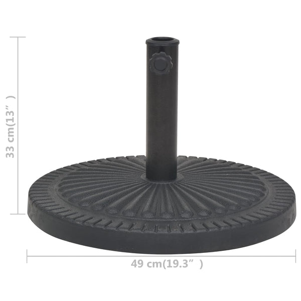 Runder Sonnenschirmständer aus Harz, 14 kg, Schwarz