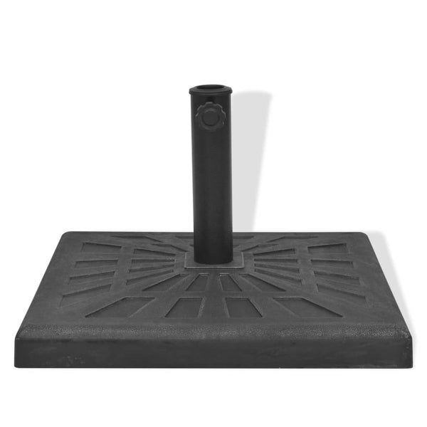 Quadratischer Sonnenschirmständer aus Harz, 19 kg, Schwarz
