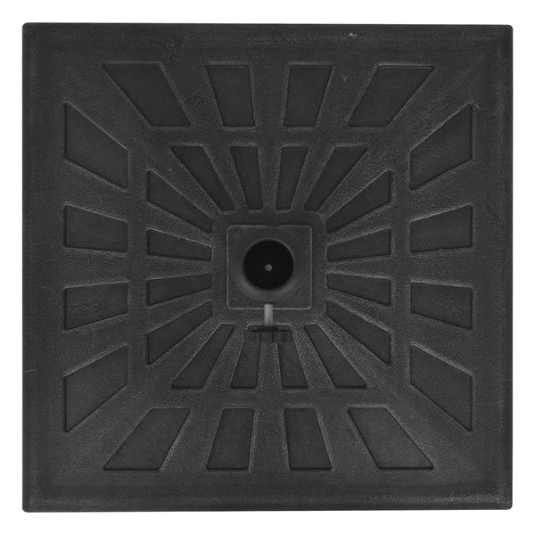 Quadratischer Sonnenschirmständer aus Harz, 19 kg, Schwarz