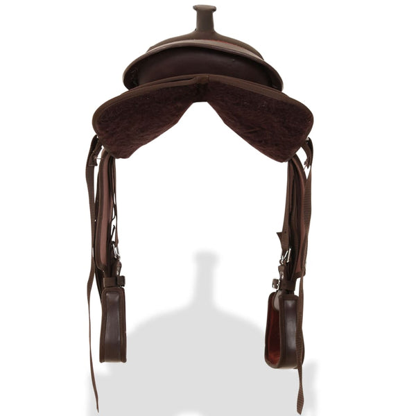 12" Leather Western Saddle Set