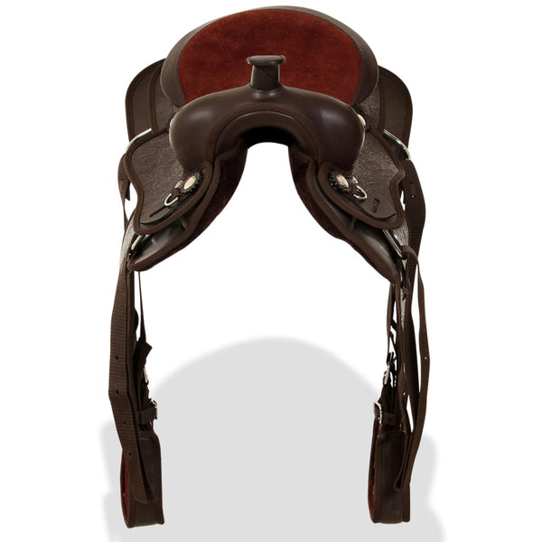 12" Leather Western Saddle Set