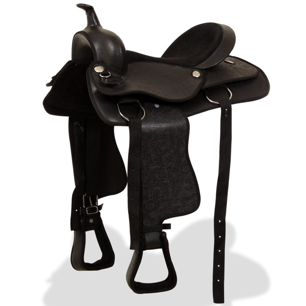 15" Westernsattel Set Leder Schwarz