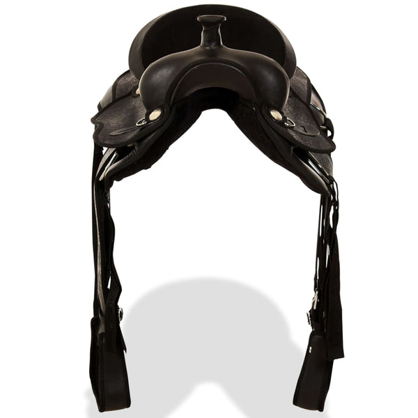 15" Westernsattel Set Leder Schwarz