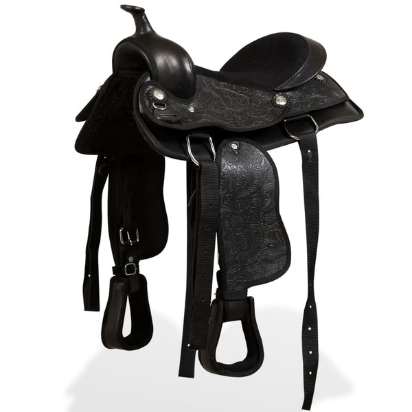 12" Westernsattel Set mit Halfter & Brustblatt Schwarz