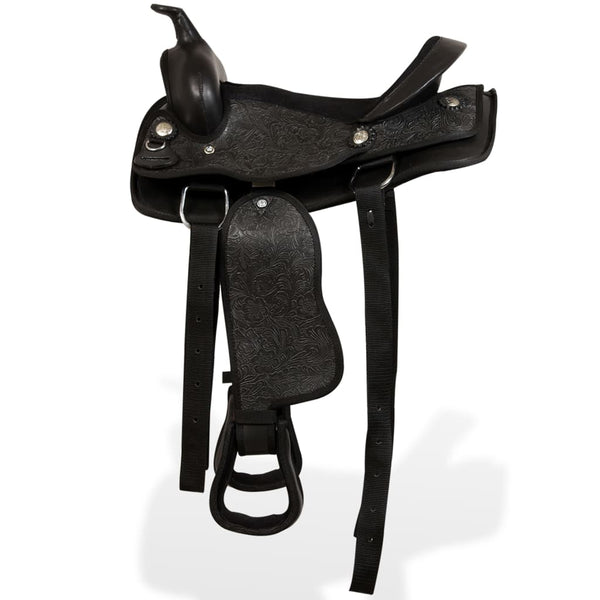 12" Westernsattel Set mit Halfter & Brustblatt Schwarz