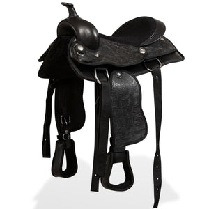 vidaXL Selle Western, licol & collier de chasse Cuir véritable 13" Noir