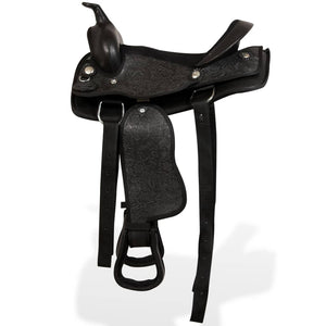 vidaXL Selle Western, licol & collier de chasse Cuir véritable 13" Noir