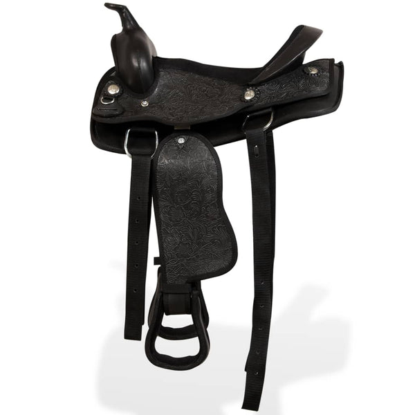 vidaXL Selle Western, licol & collier de chasse Cuir véritable 13" Noir