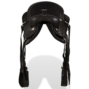 vidaXL Selle Western, licol & collier de chasse Cuir véritable 13" Noir