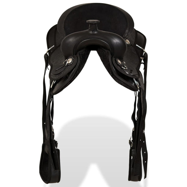 vidaXL Selle Western, licol & collier de chasse Cuir véritable 13" Noir