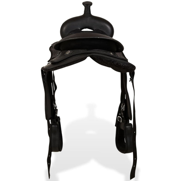 vidaXL Selle Western, licol & collier de chasse Cuir véritable 13" Noir