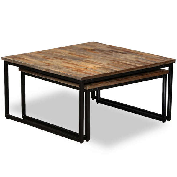 Satztisch Couchtisch-Set 2-tlg. Recyceltes Teak Massiv