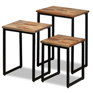 3-tlg. Satztisch-Set Recyceltes Massivholz Teak