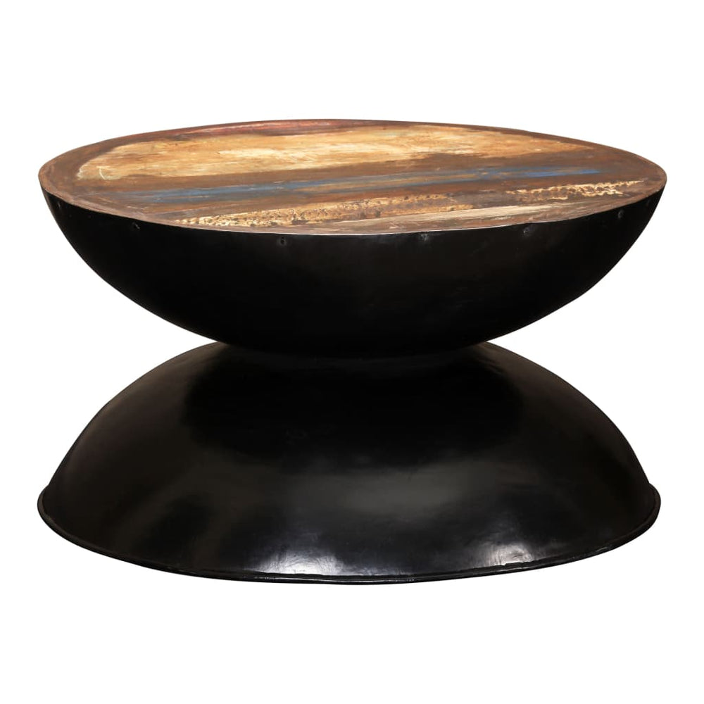 Couchtisch Massiv-Altholz Schwarzer Standfuß 60x60x33 cm