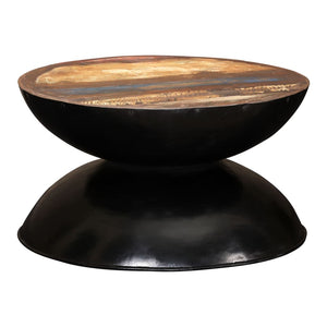 Couchtisch Massiv-Altholz Schwarzer Standfuß 60x60x33 cm