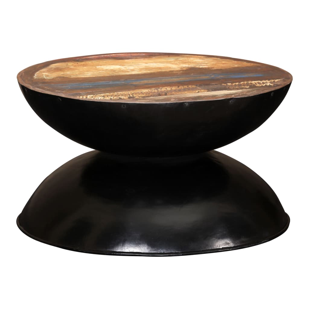 Couchtisch Massiv-Altholz Schwarzer Standfuß 60x60x33 cm